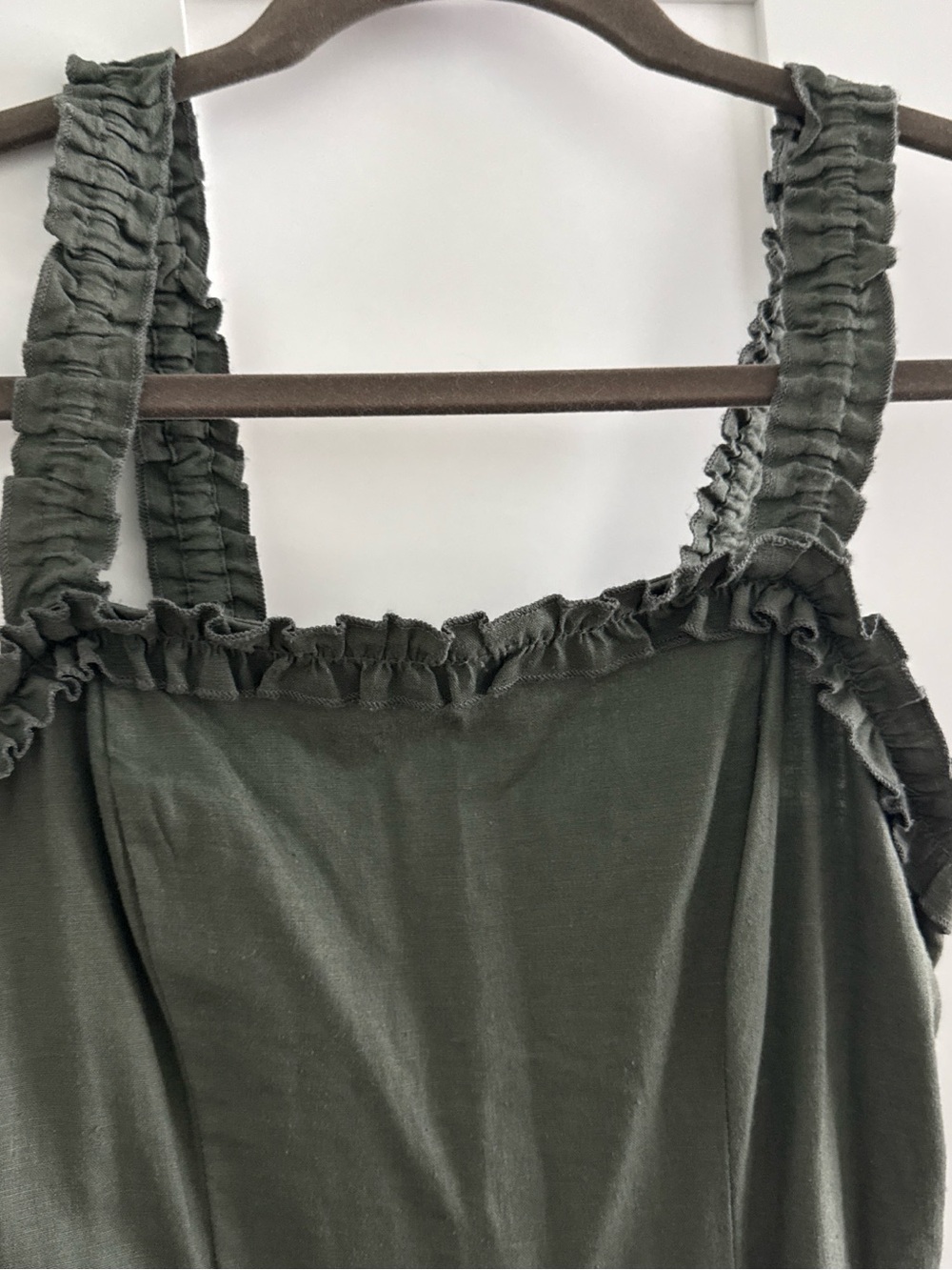 Urban outfitters Ruffled Strap Olive Green Tank Dress